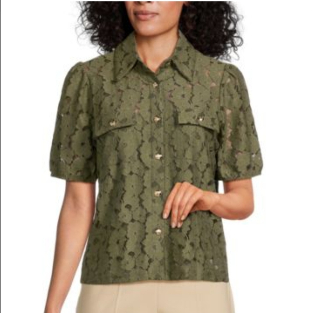 Saks 5th Ave Floral Lace Camp Top